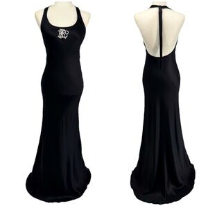 Ralph Lauren Collection Purple Label Maxi Slip Dress Beaded Silk Gown White Logo